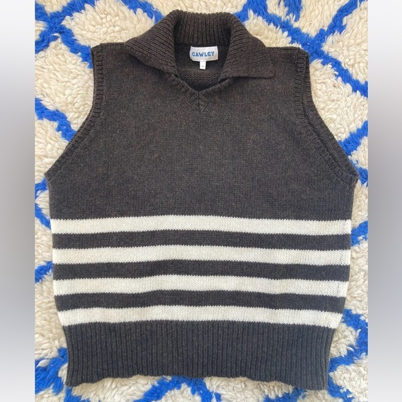 cawley studio violet vest in brown and ecru - Picture 2 of 5